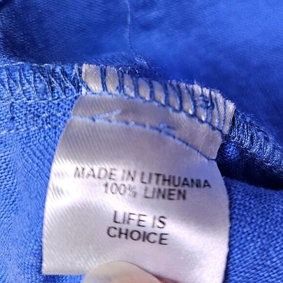 FLAX Designs Linen Top Womens 2G Blue Lagenlook Tunic Oversized Boho Shirt 24W - Picture 10 of 14